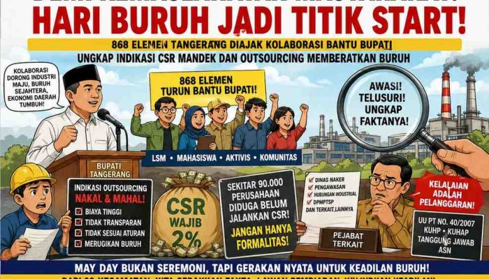 Saatnya Bergerak, 868 Elemen Tangerang Diajak Bantu Bupati Bongkar Indikasi CSR Tidak Optimal dan Praktik Outsourcing Yang Disorot Buruh