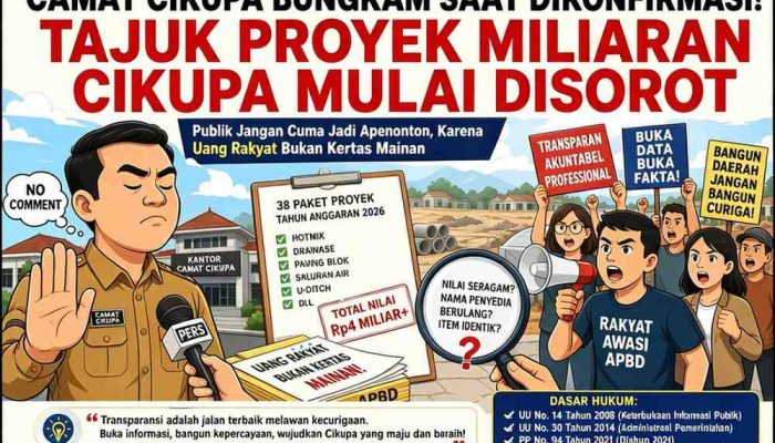 Camat Cikupa Bungkam saat dikonfirmasi. Tajuk Proyek Miliaran Cikupa Mulai Disorot. Publik Jangan Cuma Jadi apenonton, Karena Uang Rakyat Bukan Kertas Mainan