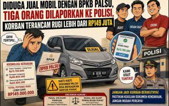 Gilas Uang Korban Ratusan Juta Rupiah, Tiga Terduga Sindikat Jual Beli Mobil Ber-BPKB Palsu Resmi Dipolisikan Atas Dugaan Penipuan
