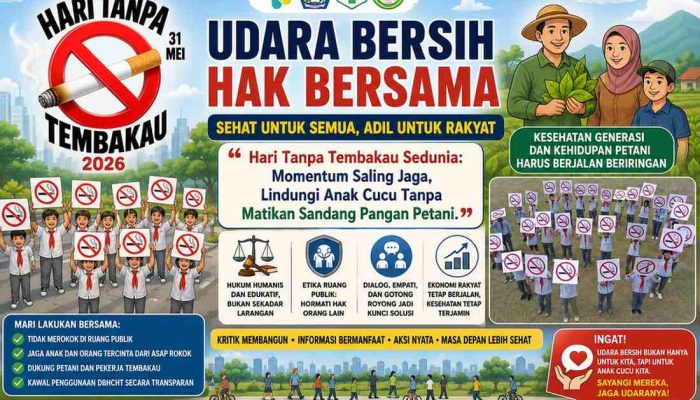 Hari Tanpa Tembakau Sedunia Mengajak Indonesia Menjaga Udara Bersama Tanpa Mengabaikan Kesehatan, Keadilan, dan Kehidupan Rakyat Kecil
