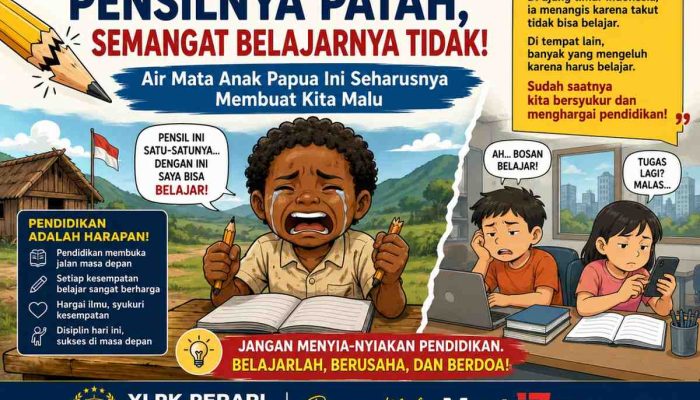 Pensilnya Patah Tapi Semangatnya Tidak: Tangisan Bocah Papua Menjadi Tamparan Edukatif Bagi Generasi Manja Yang Kerap Mengeluh Sekolah