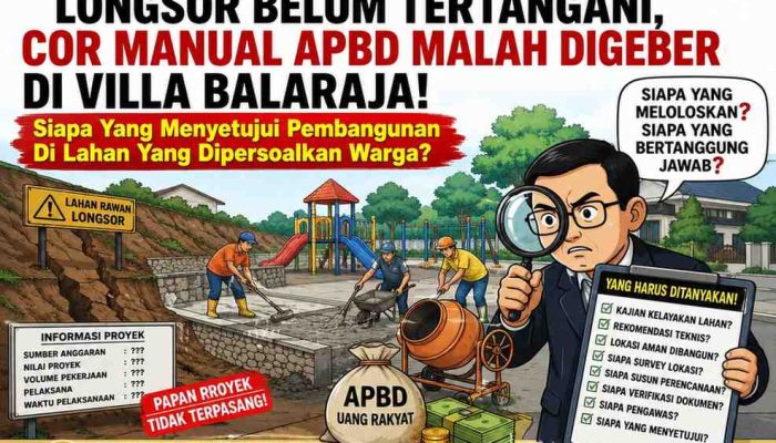 Longsor Belum Tertangani, Cor Manual APBD Tetap Berjalan Di Villa Balaraja: Publik Pertanyakan Siapa Yang Menyetujui Pembangunan Di Lahan Yang Dipersoalkan Warga