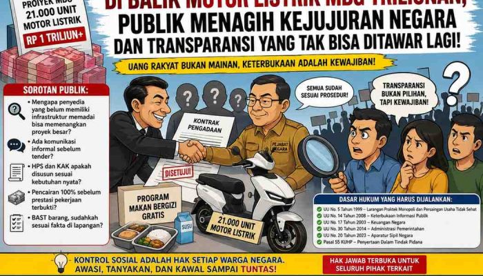 Di Balik Motor Listrik MBG Bernilai Triliunan, Publik Menagih Kejujuran Negara Dan Transparansi Yang Tak Bisa Ditawar Lagi