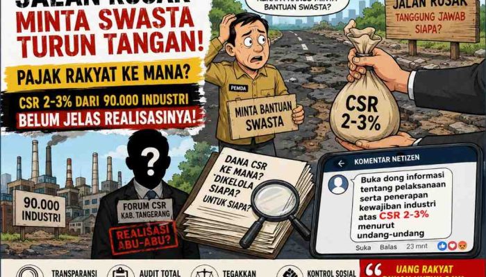 Miris, Jalan Rusak Minta Swasta Turun Tangan, Pajak Rakyat Dipertanyakan, Siapa Membuka Tabir CSR Tangerang?