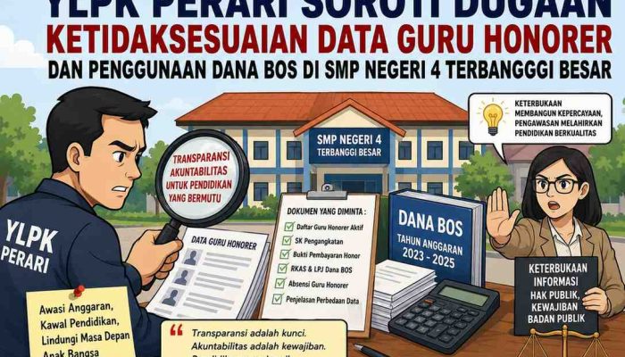 YLPK PERARI Soroti Dugaan Ketidaksesuaian Data Guru Honorer dan Dana BOS, Minta SMP Negeri 4 Terbanggi Besar Buka Dokumen Resmi