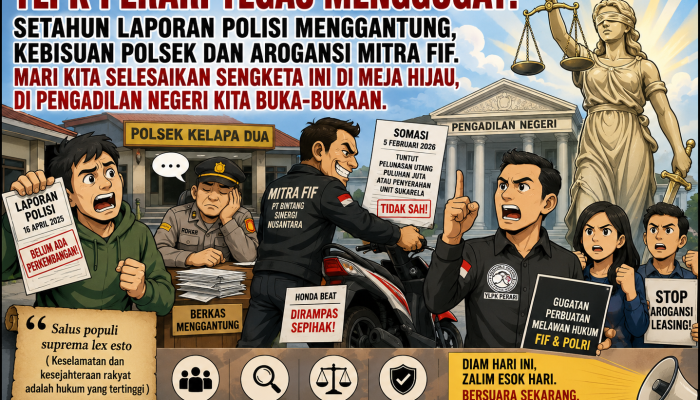 Mari Kita Selesaikan Di Meja Hijau! YLPK PERARI Dengan Tegas Menggugat FIF Serta Polsek Kelapa Dua Demi Kepastian Hukum