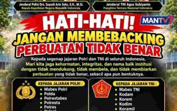 JANJI TNI–POLRI: JAGA MARWAH INSTITUSI, JANGAN MEMBACKING PERBUATAN TIDAK BENAR