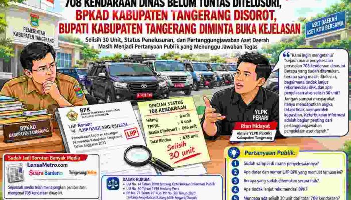 708 Kendaraan Dinas Belum Tuntas, BPKAD Disorot, Bupati Kabupaten Tangerang Ditagih Transparansi, Selisih 30 Unit Menunggu Jawaban Publik